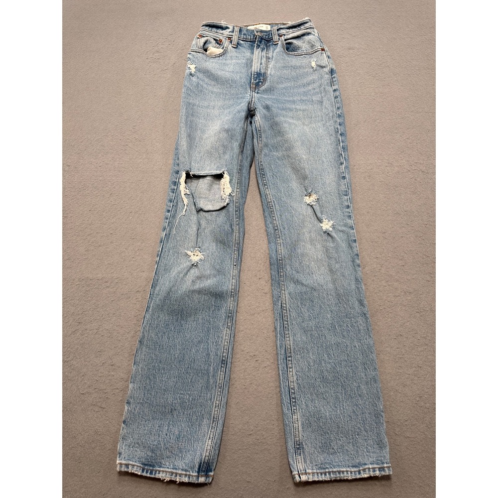 Abercrombie & Fitch Jeans Women's 24/00R Blue 90s Straight Ultra High Distressed